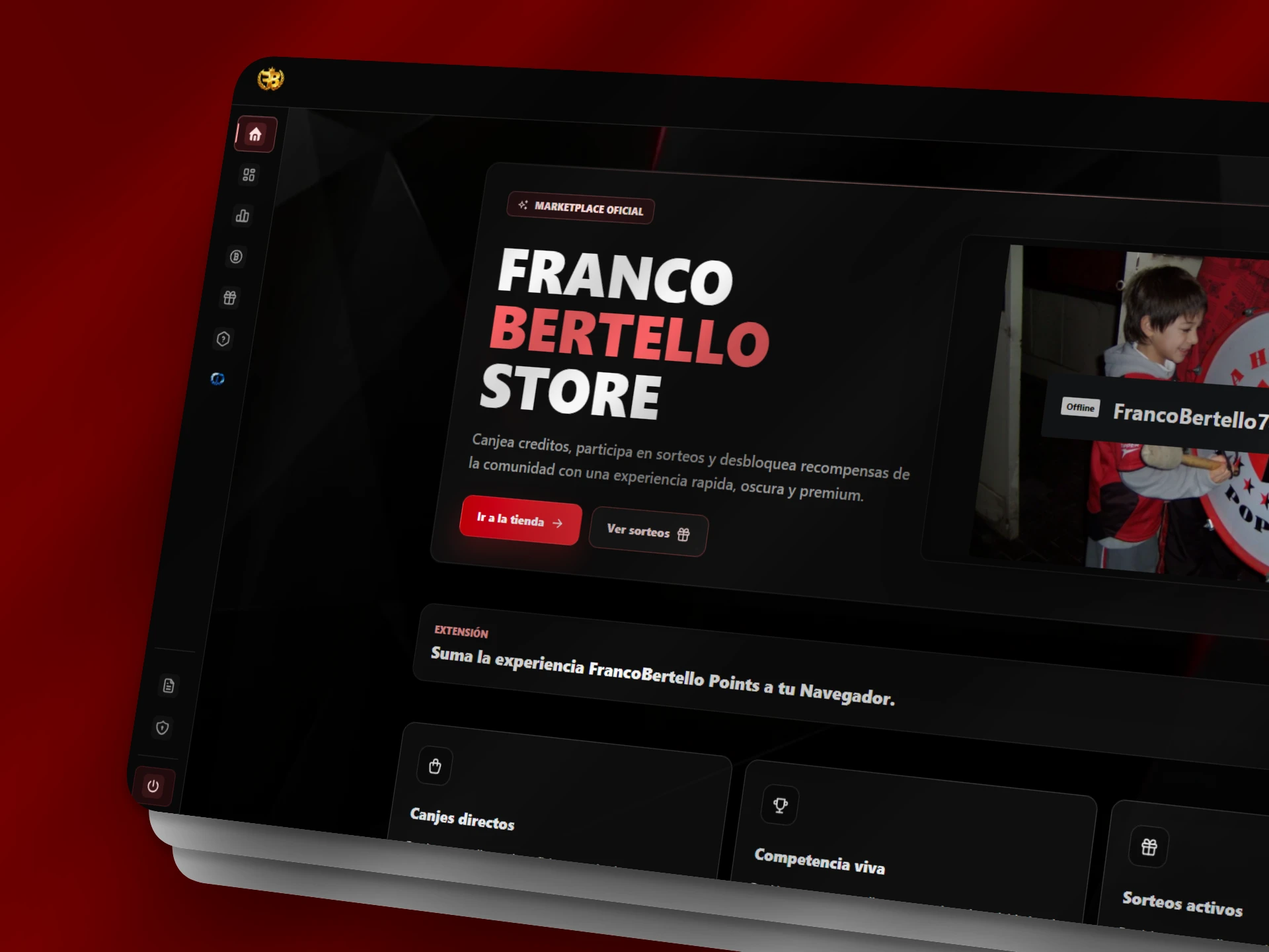 Dashboard y sistema de recompensas para la comunidad de Franco Bertello